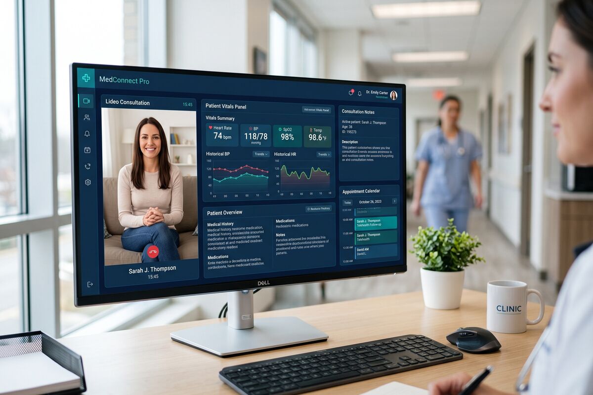 Healthcare software development illustration