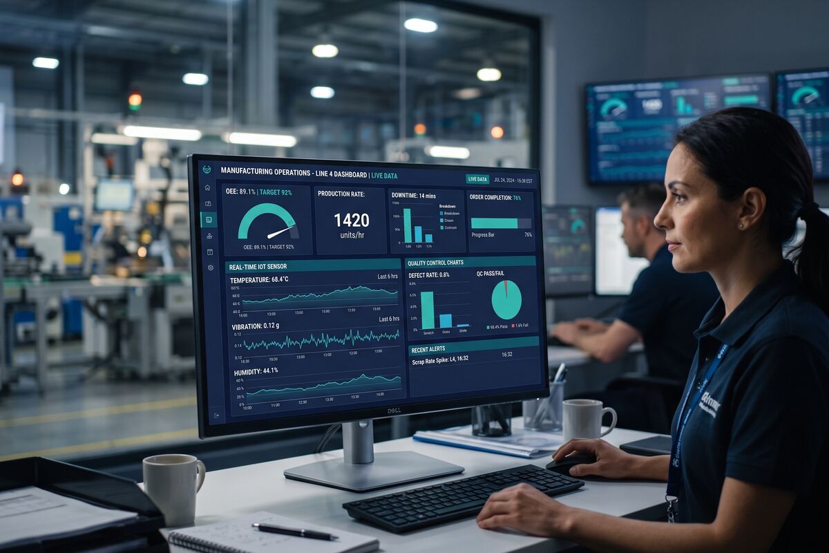 Manufacturing software development illustration